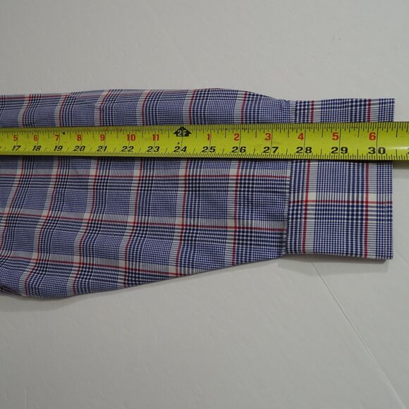 Tommy Hilfiger Regular Non Iron Blue Plaid Button Up Shirt Men Size 16.5 32 33 - Picture 10 of 12
